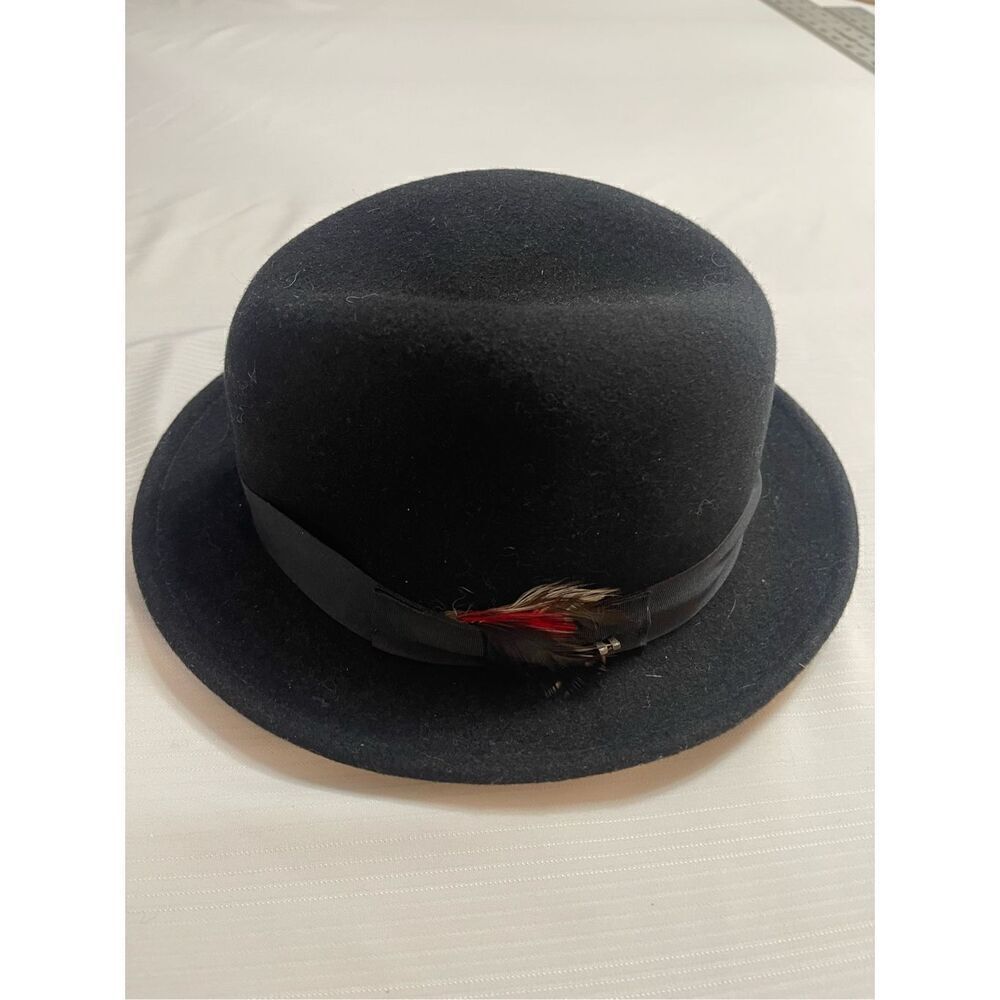 Hats In The Belfry Black Wool Hat With Feather Size Large